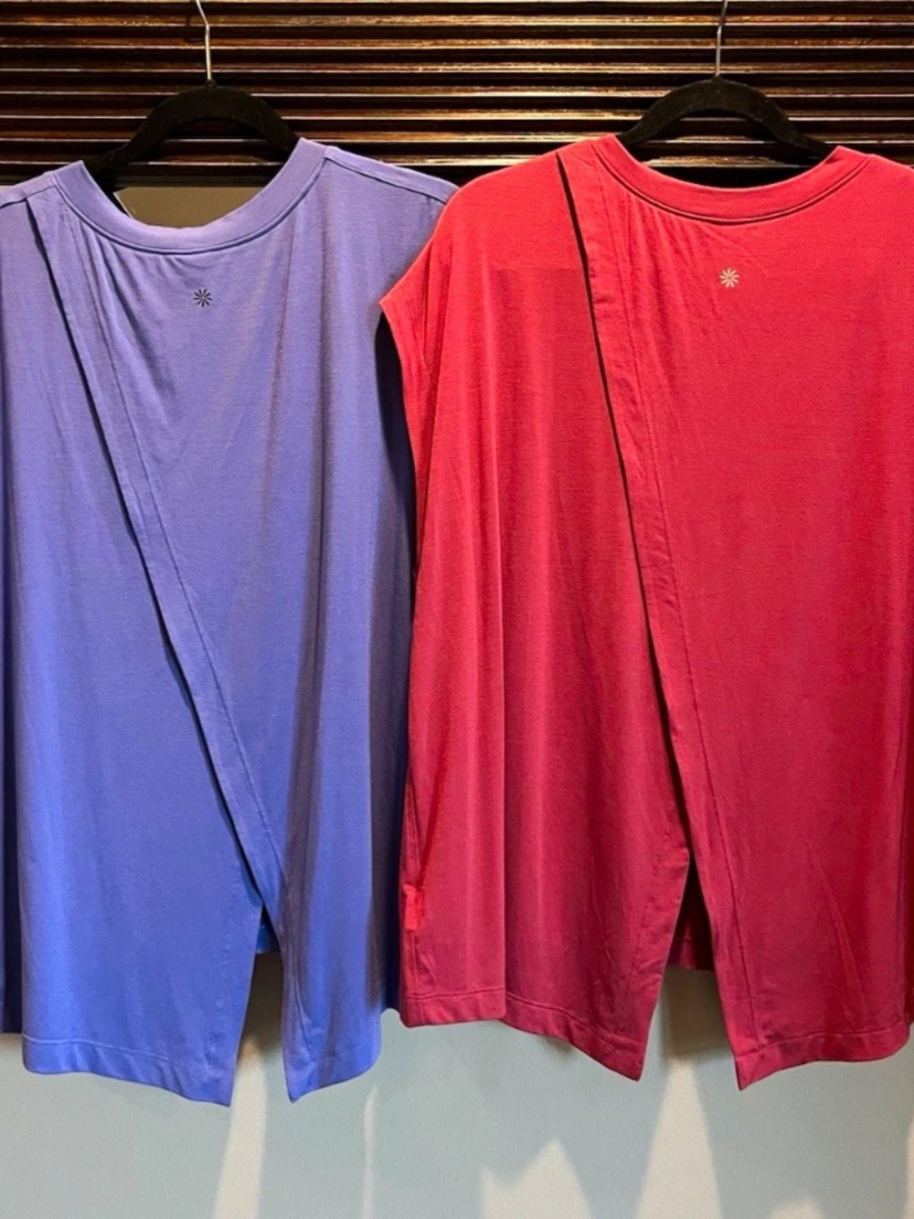 Lot of 2 Athleta Essence V-Neck Split Back Muscle Tanks - Purple & Pink 1X